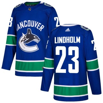 Authentic Adidas Youth Elias Lindholm Vancouver Canucks Home Jersey - Blue