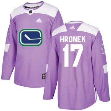 Authentic Adidas Youth Filip Hronek Vancouver Canucks Fights Cancer Practice Jersey - Purple