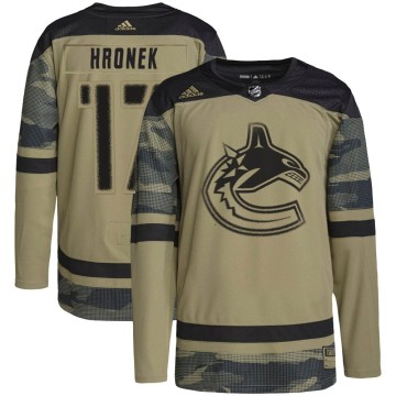 Authentic Adidas Youth Filip Hronek Vancouver Canucks Military Appreciation Practice Jersey - Camo