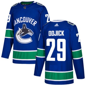 Authentic Adidas Youth Gino Odjick Vancouver Canucks Home Jersey - Blue