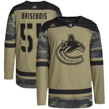 Authentic Adidas Youth Guillaume Brisebois Vancouver Canucks Military Appreciation Practice Jersey - Camo