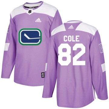 Authentic Adidas Youth Ian Cole Vancouver Canucks Fights Cancer Practice Jersey - Purple