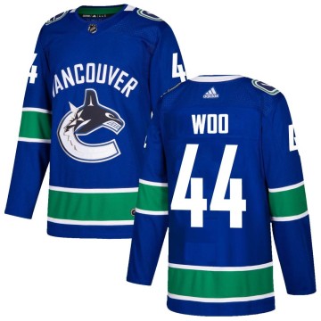 Authentic Adidas Youth Jett Woo Vancouver Canucks Home Jersey - Blue