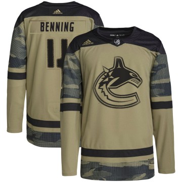 Authentic Adidas Youth Jim Benning Vancouver Canucks Military Appreciation Practice Jersey - Camo