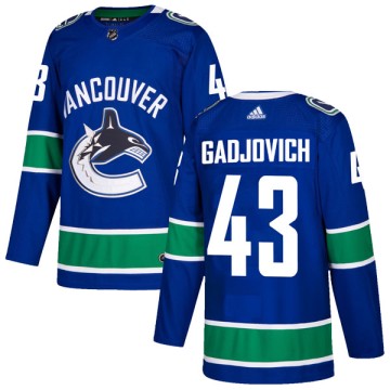 Authentic Adidas Youth Jonah Gadjovich Vancouver Canucks Home Jersey - Blue