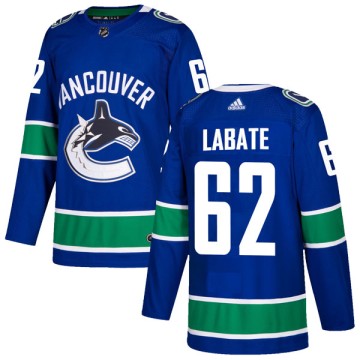 Authentic Adidas Youth Joseph Labate Vancouver Canucks Home Jersey - Blue