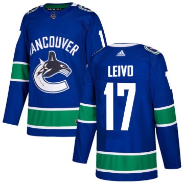 Authentic Adidas Youth Josh Leivo Vancouver Canucks Home Jersey - Blue