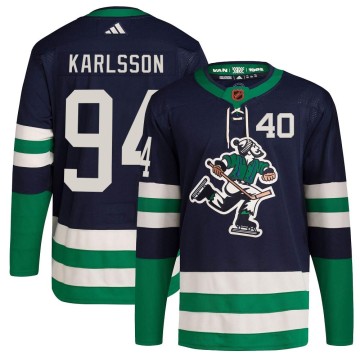 Authentic Adidas Youth Linus Karlsson Vancouver Canucks Reverse Retro 2.0 Jersey - Navy