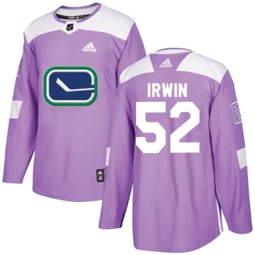 Authentic Adidas Youth Matt Irwin Vancouver Canucks Fights Cancer Practice Jersey - Purple