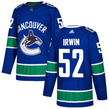 Authentic Adidas Youth Matt Irwin Vancouver Canucks Home Jersey - Blue