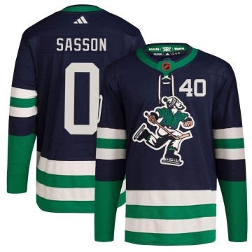 Authentic Adidas Youth Max Sasson Vancouver Canucks Reverse Retro 2.0 Jersey - Navy