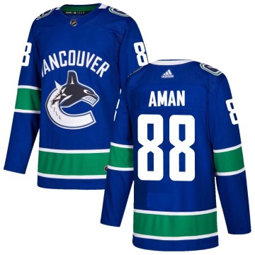 Authentic Adidas Youth Nils Aman Vancouver Canucks Home Jersey - Blue