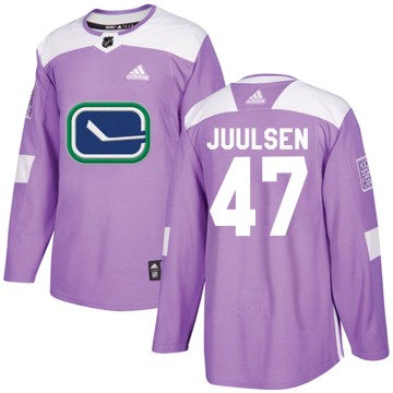 Authentic Adidas Youth Noah Juulsen Vancouver Canucks Fights Cancer Practice Jersey - Purple