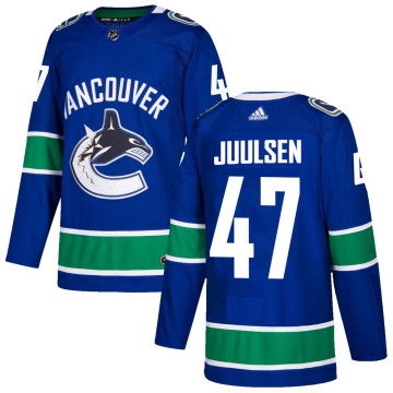 Authentic Adidas Youth Noah Juulsen Vancouver Canucks Home Jersey - Blue