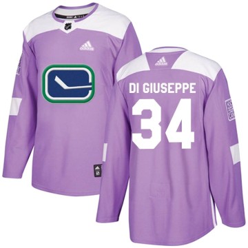 Authentic Adidas Youth Phillip Di Giuseppe Vancouver Canucks Fights Cancer Practice Jersey - Purple