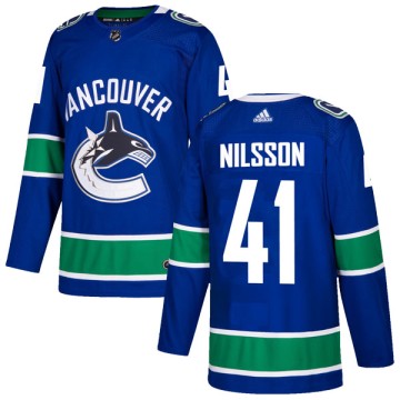 Authentic Adidas Youth Tom Nilsson Vancouver Canucks Home Jersey - Blue
