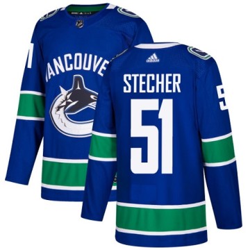 Authentic Adidas Youth Troy Stecher Vancouver Canucks Home Jersey - Blue