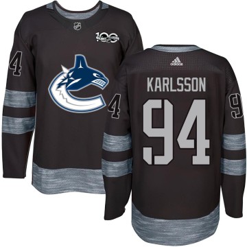 Authentic Men's Linus Karlsson Vancouver Canucks 1917-2017 100th Anniversary Jersey - Black