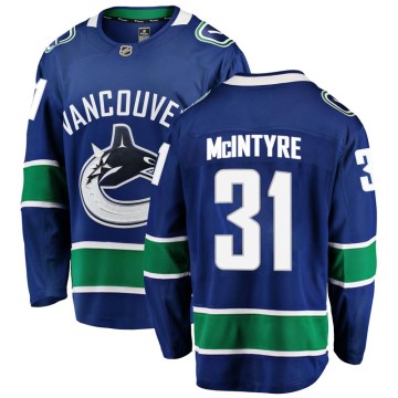 Breakaway Fanatics Branded Men's Zane McIntyre Vancouver Canucks Home Jersey - Blue