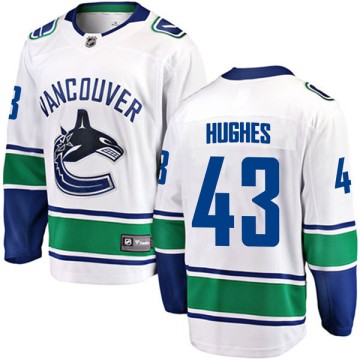 Breakaway Fanatics Branded Youth Quinn Hughes Vancouver Canucks Away Jersey - White